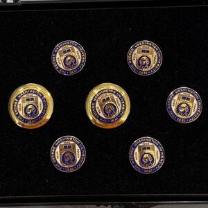 Vintage George Washington University Blazer Buttons Set 18K Gold Plate NOS
